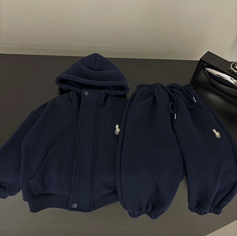 甜小司儿童套装冬款新款男童韩版刺绣连帽卫衣宝宝卫裤加绒两件套|undefined