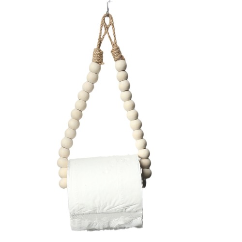 Cross-border exclusive wooden rod woven tissue holder for bathroom and kitchen, creative storage rack, Nordic minimalist wall-mounted decoration