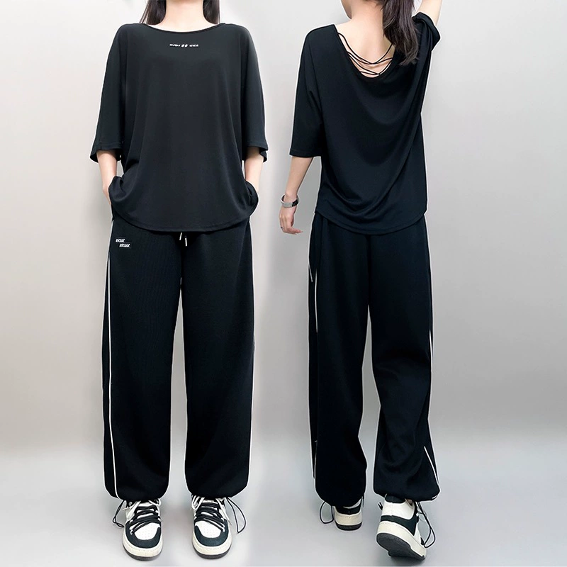 Уличные танцы, модный бренд, свободные вышитые линии, джазовые танцы, хип-хоп, женские спортивные джазовые брюки, модный комплект