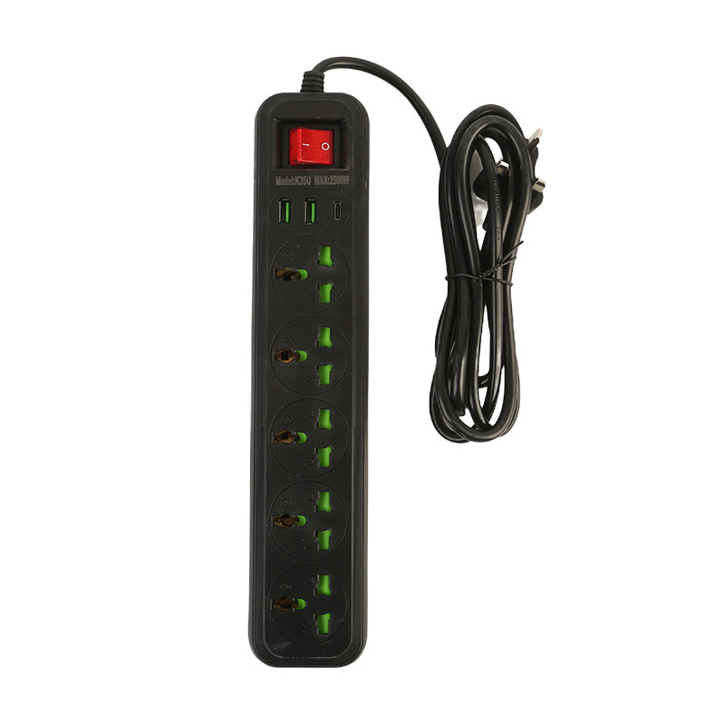 2USB + 1Type-C interfaz de teléfono celular de casca negra casca blanca mezcla estándar británico estándar europeo con interruptor de cabeza de puerta de seguridad