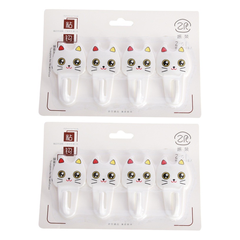 Gancho pegajoso de dibujos animados sin perforar cocina doméstica gancho sin costuras lindo ventosa ropa gancho pequeño gancho pegajoso detrás de la pared de la puerta
