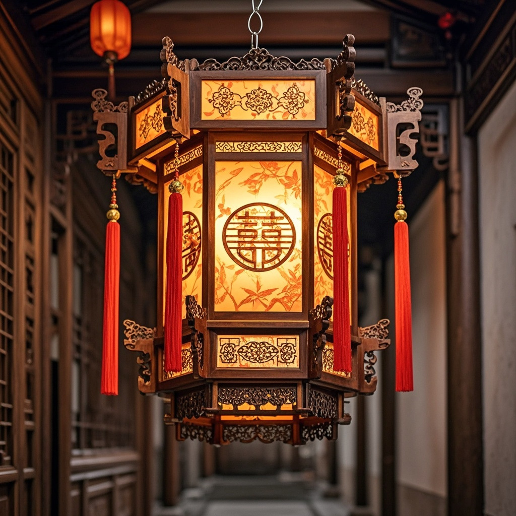 中式仿古实木吊灯六角寺庙祠堂宫灯复古饭店茶楼酒店走廊文旅宫灯-阿里巴巴