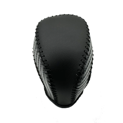 generation Camry gear shift knob – Sürətlər qutusu və əl tormozu başlıqları - black-leather-black-carbon-fiber-pattern-with-black-stitching