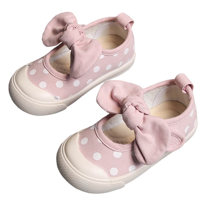 Girls Canvas Shoes 2025 Spring & Fall New Non-Slip Soft Bottom Korean Style Bow Princess Children Wenzhou Baby Cloth Shoes