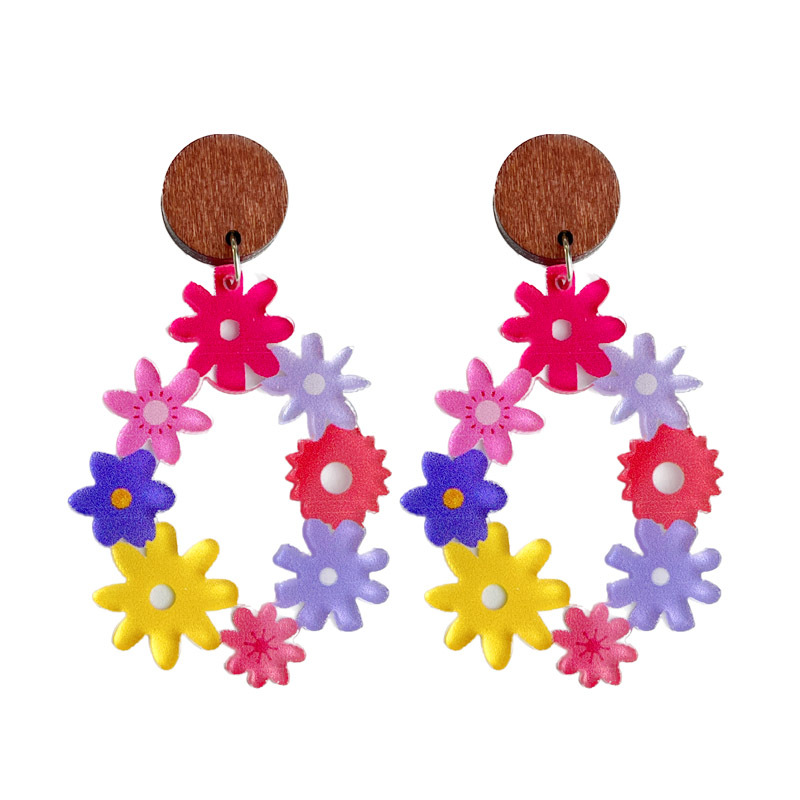 1 Pair Vacation Flower Arylic Drop Earrings display picture 4