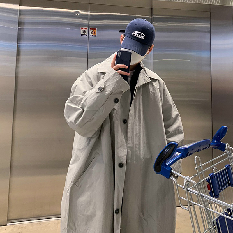 ASCLO dongdaemun estilo coreano de los hombres abrigo perezoso nicho diseño largo trinchera 2023 nuevo avanzado