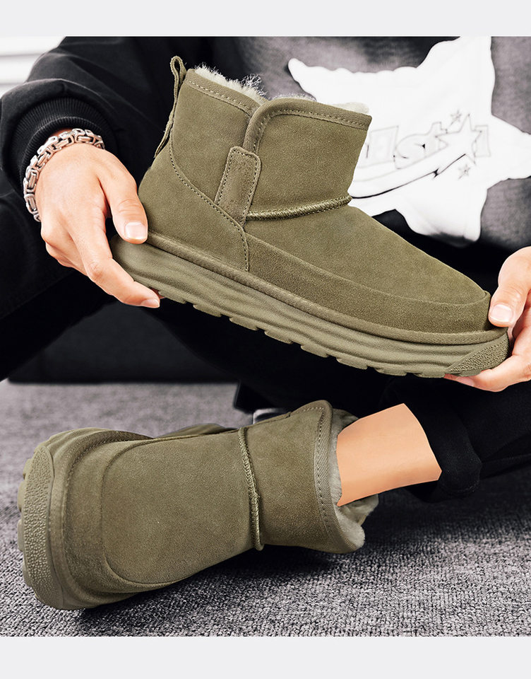 Giày bốt cổ cao nam mùa đông lót lông giữ ấm, giày da lộn chống trượt chống thấm — K55 kaki, K55 màu đen, K55 xanh chi tiết 12