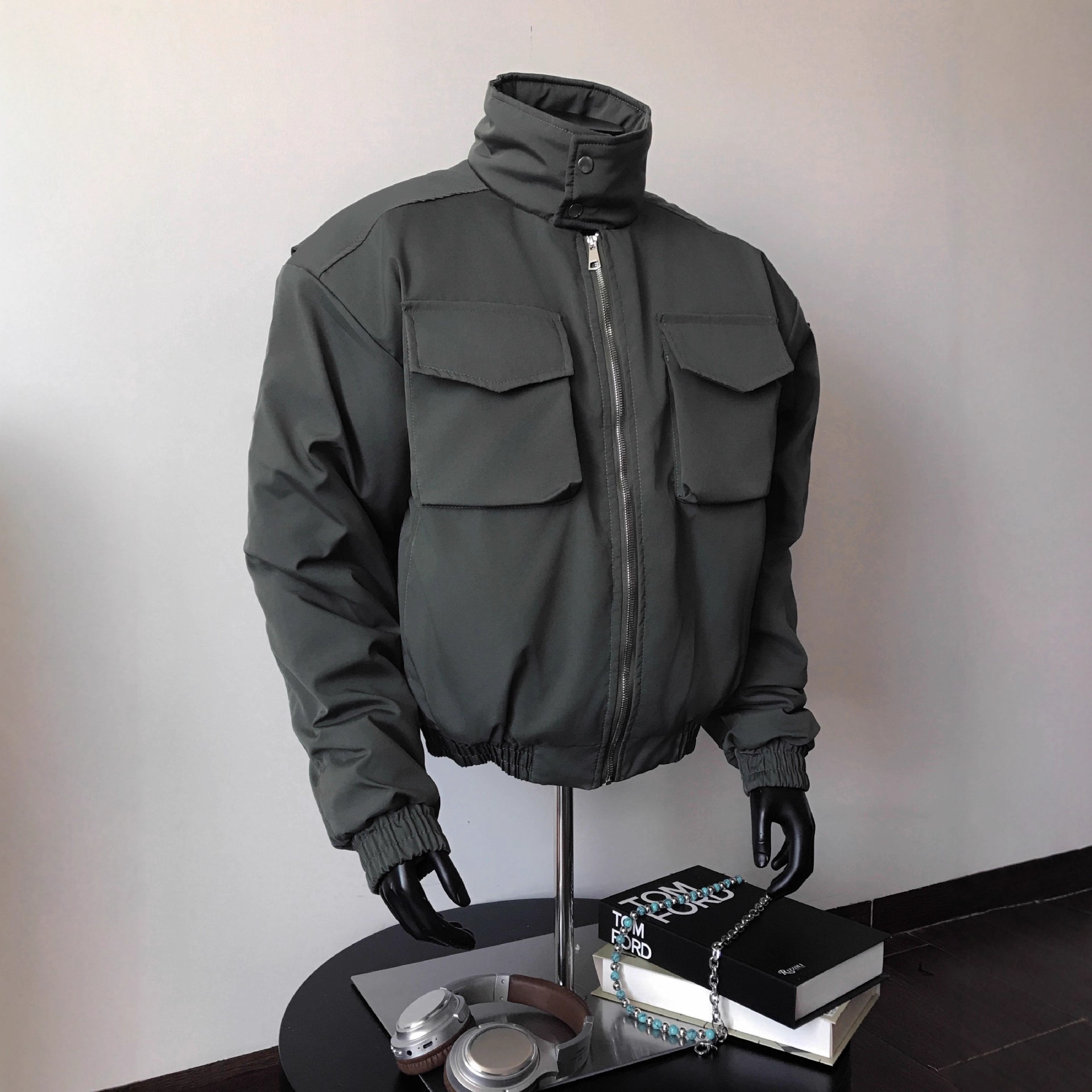 工装飞行夹克男士潮牌硬汉廓形美式短款棒球服外套设计感立领上衣