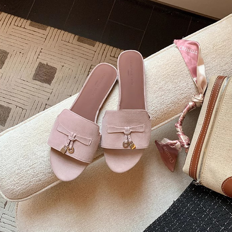 Su Yanxiao con retro flange universal cierre con una palabra con zapatillas de ocio para mujeres zapatillas de verano