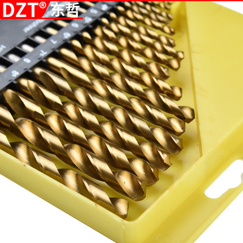 Factory direct selling hexagonal handle 13-piece set titanium-plated high-speed steel opening wood iron sheet plastic reaming twist drill set