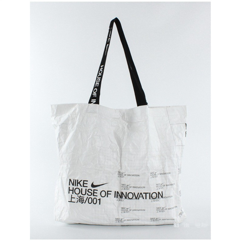 杜邦纸袋定 制印刷logo图水洗揉纹Tyvek特卫强手提大容量购物袋订