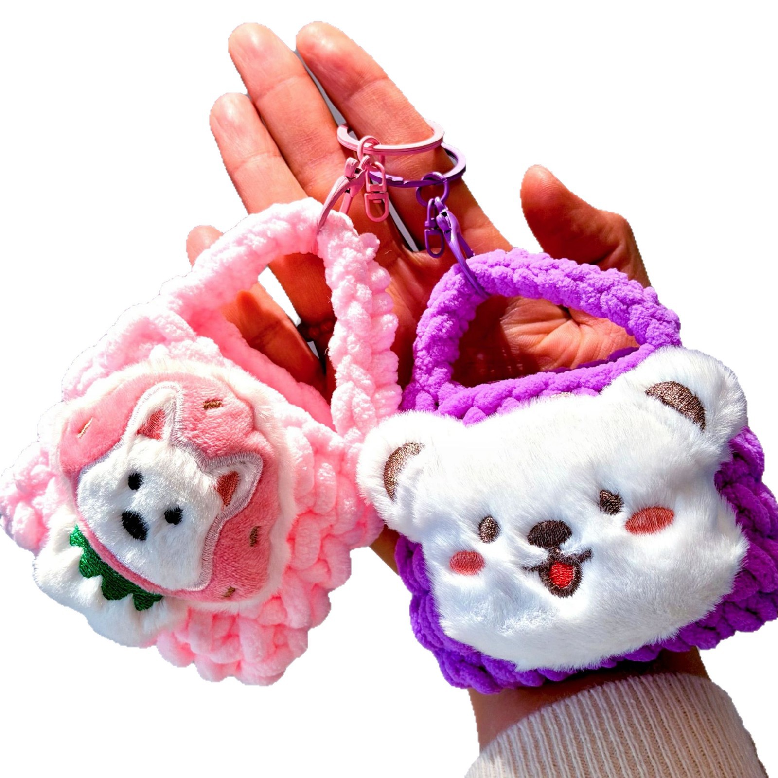 Mini bolso de peluche, bolso de dibujos animados, bolso de peluche, bolso de tarjetas creativas, bolso de colgante, lindos suministros creativos para estudiantes