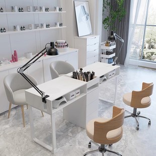 Cream Style Manicure Table and Chair Set Japanese Style Single and Double Multi-Functional Manicure Table with Vacuum Cleaner Light Luxury Internet Celebrity Manicure Table