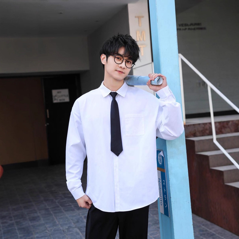 Japanese-Style Student Casual Versatile College-Style Long-Sleeve Shirt Graduation Group Uniform Advertising Shirt Custom Logo Printing Japanese-Style Student Casual Versatile College-Style Long-Sleeve Shirt Graduation Group Uniform Advertising Shirt Custom Logo Printing