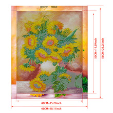向日葵花朵装饰壁画 手工DIY绷框钻石画 3d带框钻石画 钻石贴钻画