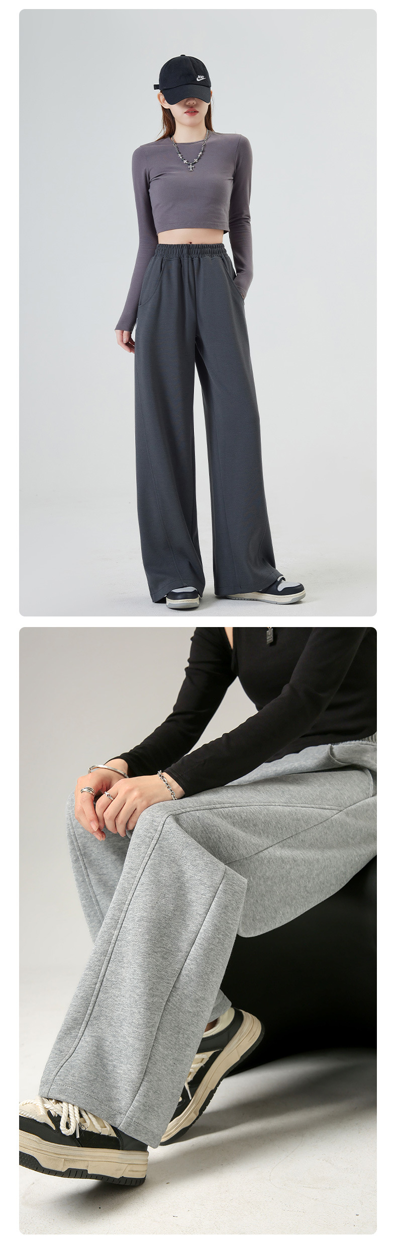 Women's High Waisted Straight Leg Pant Sets For Autumn And Winter_voghion.com