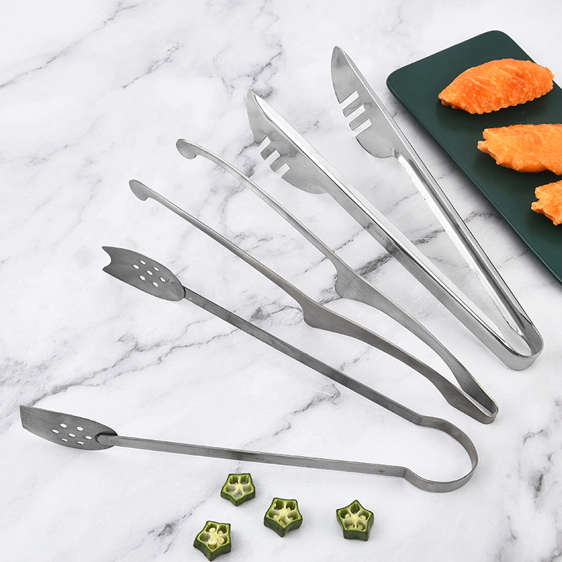 Manufacturer Wholesale Stainless Steel Food Tongs Household Egg Tongs Steak Barbecue Tongs Bread Tongs Kitchen Gadgets