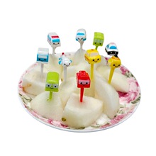 新品！儿童卡通汽车水果叉        创意迷你火车水果签 11个装