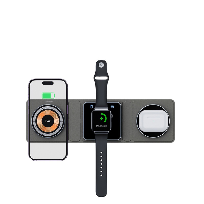Cargador inalámbrico magnético del MagSafe tres-en-uno que dobla conveniente de carga rápida portátil para el iwatch del teléfono móvil de Apple