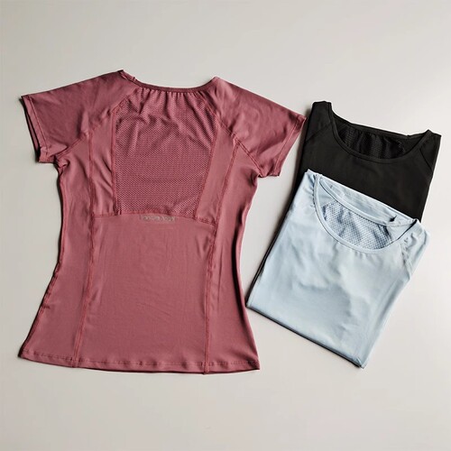 Summer Sports Short-Sleeve T-Shirt for Women, Mesh Sports Top, Quick-Drying Breathable Yoga Shirt, Fitted Elastic Training Running Fitness T-Shirt