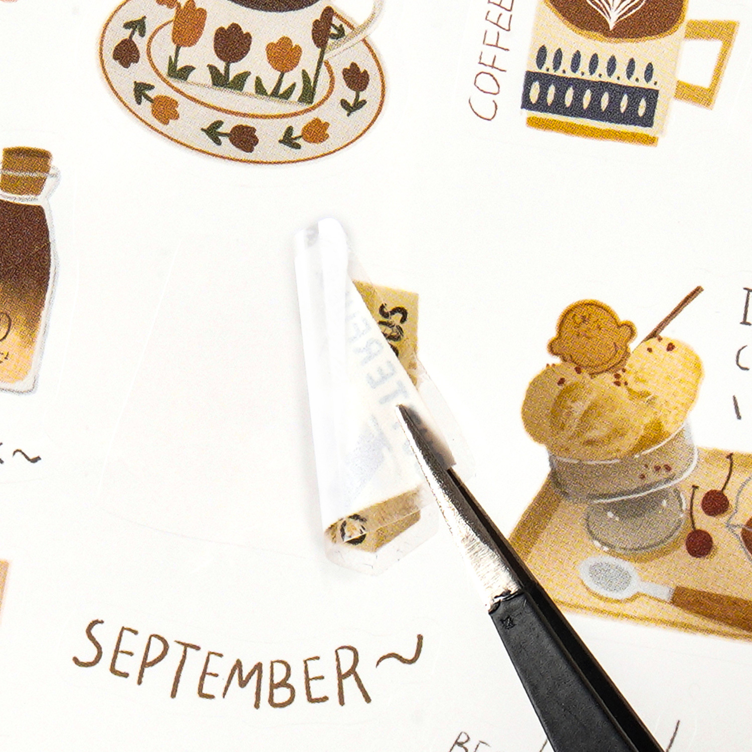 Pegatinas planas de Yuezhen, cartas de amor, serie de rollos, lindo viento curativo, libro de mano, material de bricolaje, pegatinas decorativas de película cortadas