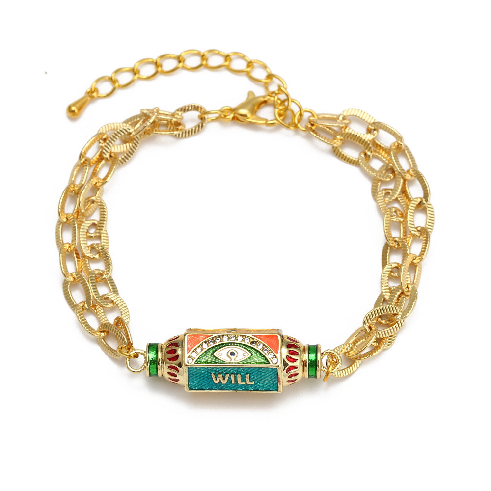 Simple Style Devilu0027S Eye Copper Inlay Rhinestones Bracelets 1 Piece