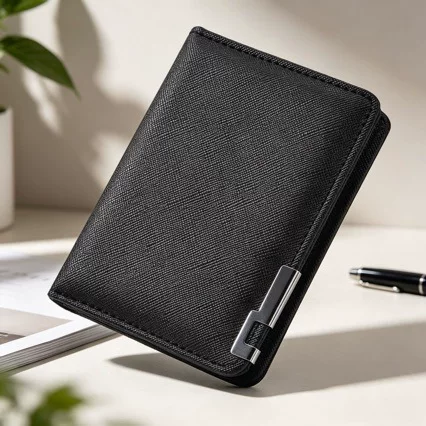 New men's short wallet wholesale cross-border e-commerce factory in-stock vertical metal-decorated ultra-thin wallet