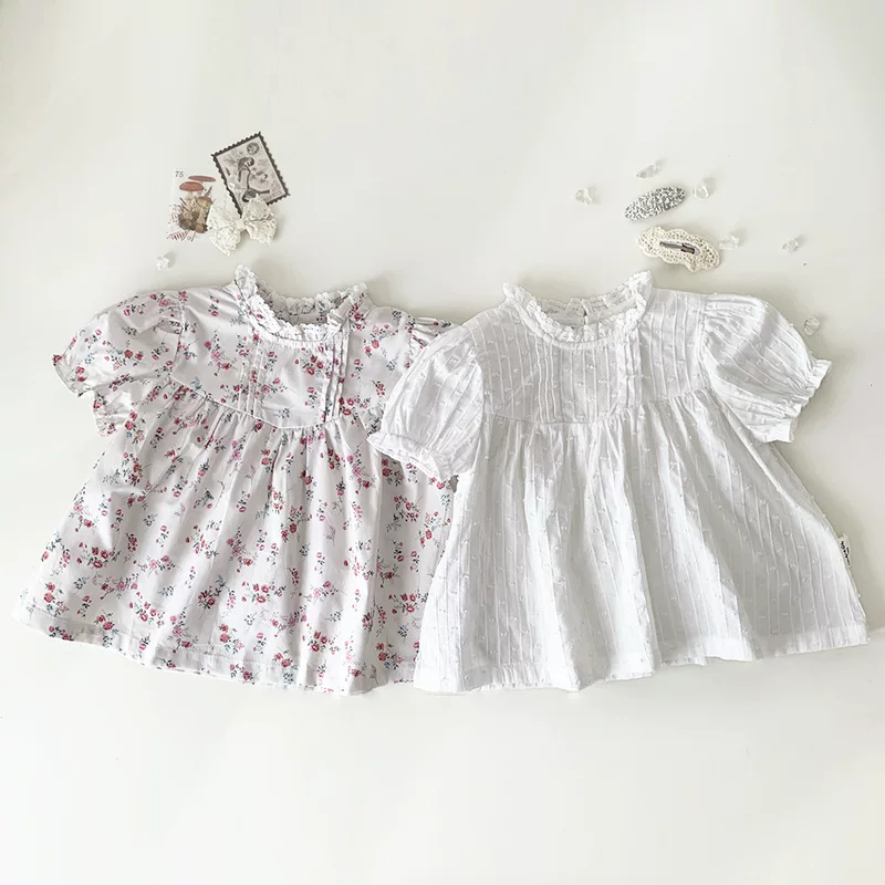 Рубашка, кукла, круглый воротник, цветочный принт, puff sleeves