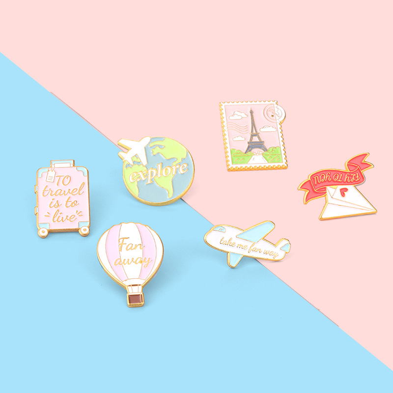 Women'S Gender Fashion Pin Rectangle Landscape Alloy Stoving Varnish Women'S Brooches