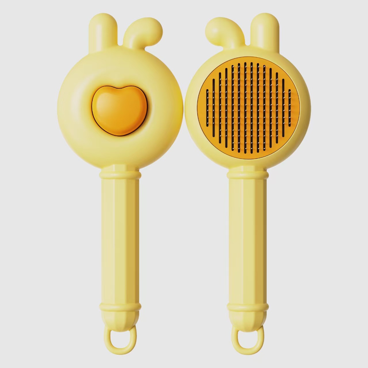 접힌 귀 토끼 빗 노란색