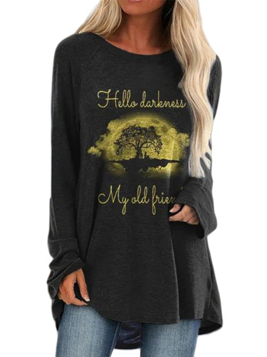 wish autumn new geometric 3D printed women's long-sleeved round neck loose t-shirt top