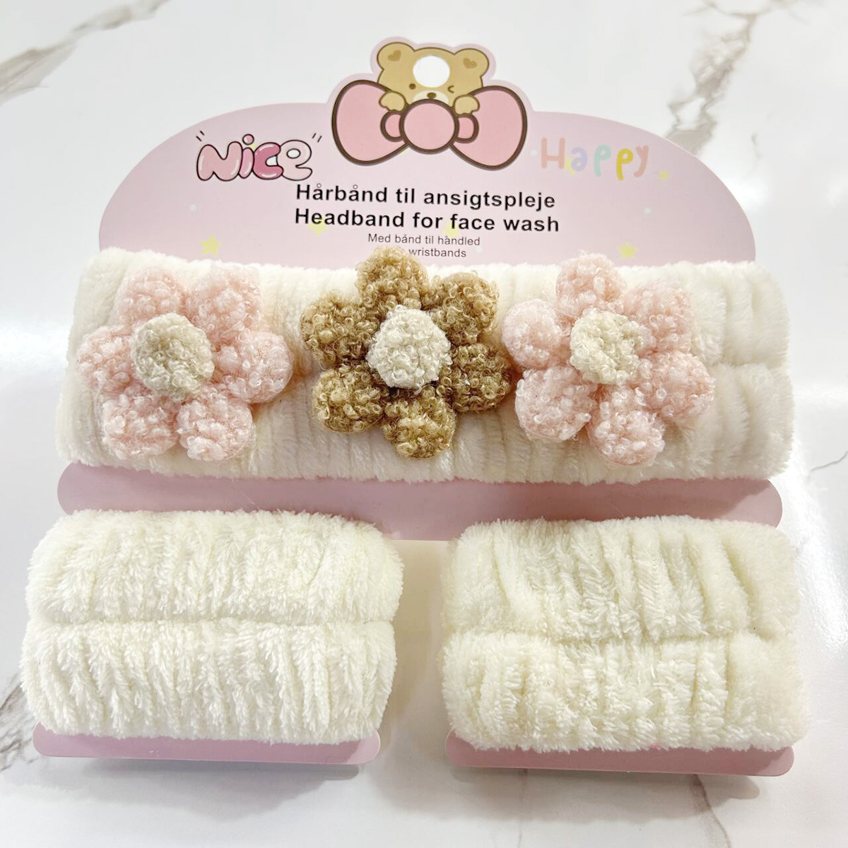 Banda de cabello de moda con tarjeta de papel dulce decoración de animales pequeños de peluche de lavado banda de cabello de dibujos animados correa de muñeca tridimensional