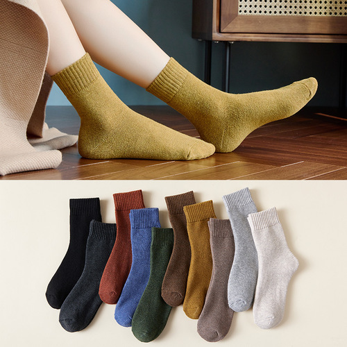 23 men's socks, women's stockings, autumn and winter mid-calf socks, towel socks, warm floor socks, wholesale plus velvet and thickened terry socks