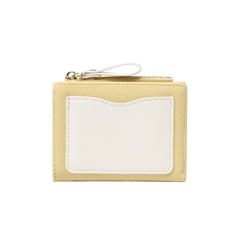 Haitao nueva billetera para mujer, elegante y simple, monedero corto para estudiantes, dos tarjetas de descuento, billetera para mujer al por mayor