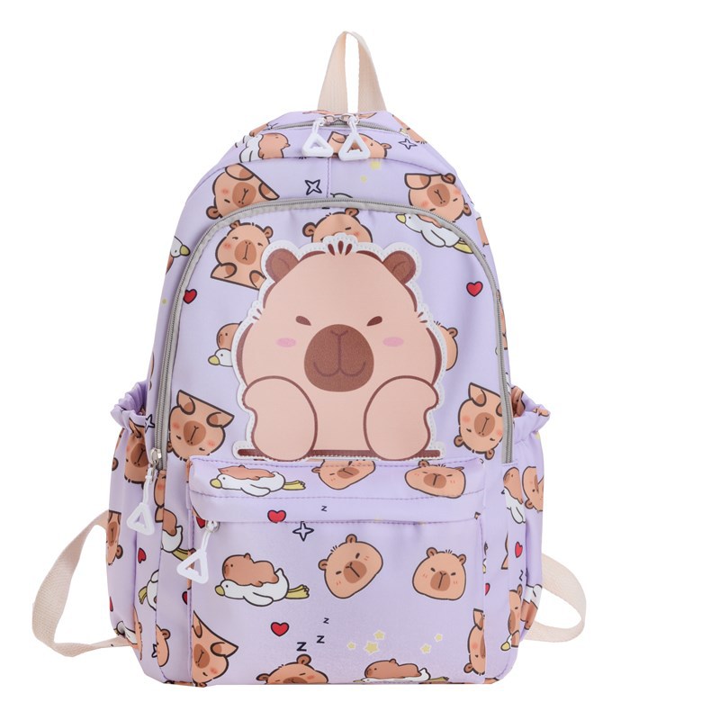 Mochila de dibujos animados para niños y niñas, lindas mochilas para estudiantes de jardín de infantes Capibara, mochilas para niños de gran capacidad.