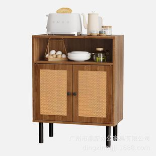 Rattan Storage Cabinet Bohemian Style Double Door Small Independent Side Panel Cross-Border Exclusive Factory Direct Sale