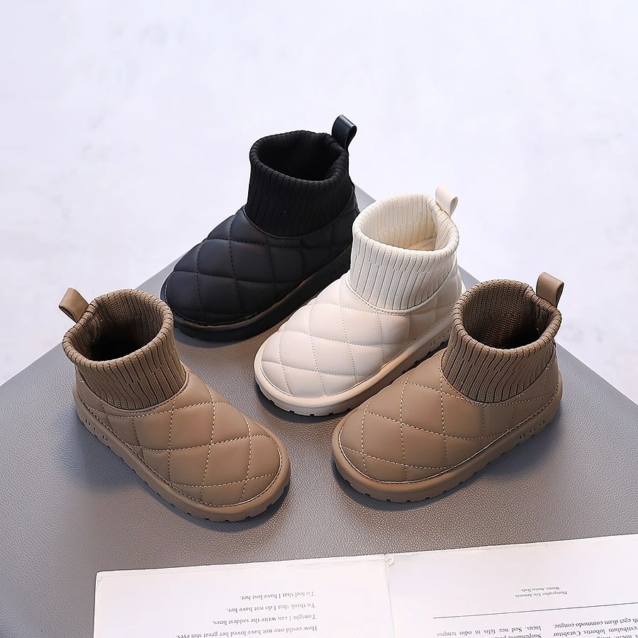 Tongku lapin imperméable neige B chaussures en coton pour enfants 2023 hiver nouvelles filles coton B peluche deux chaussettes en coton_voghion.com