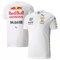 Трансграничная F1, новая летняя Горячая Распродажа, белый мужской гоночный костюм Red Bull с короткими рукавами, с круглым вырезом, быстросохнущая Повседневная футболка с лацканами