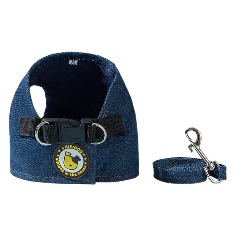 Perro de viaje Chaleco de mezclilla cuerda de tracción perro mascota cuerda para caminar gato correa para el pecho anti-rotura gato transpirable cuerda para caminar