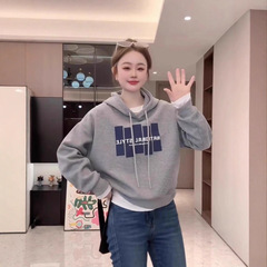 字母印花连帽卫衣女长袖2025秋季新款韩版小个子加厚时尚洋气外套