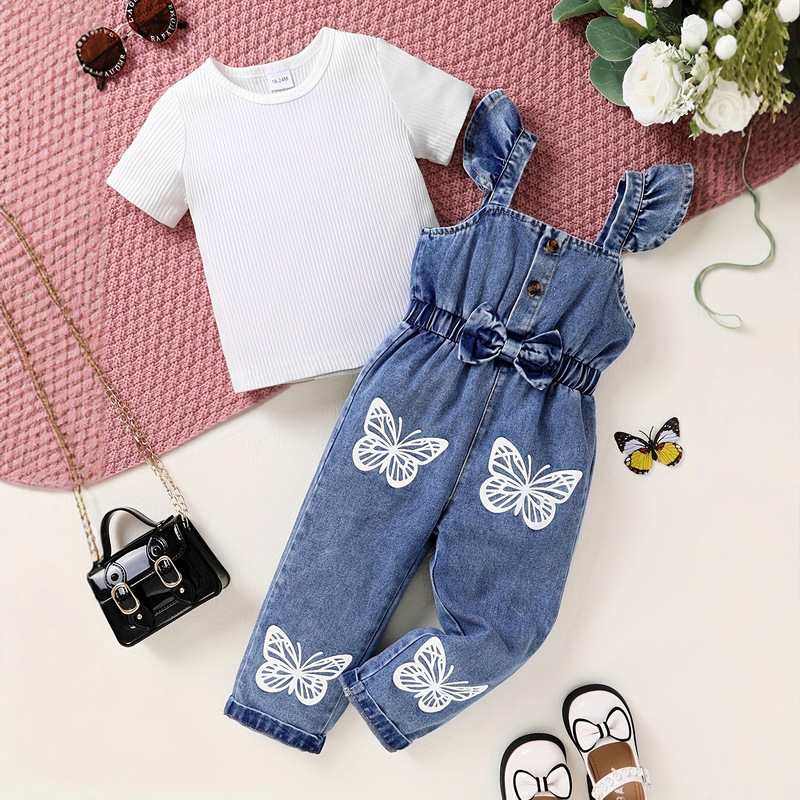 2025 Cross-Border New European and American 2-Piece Set of Elegant, Sweet and Cute Little Girls with Neat Colors