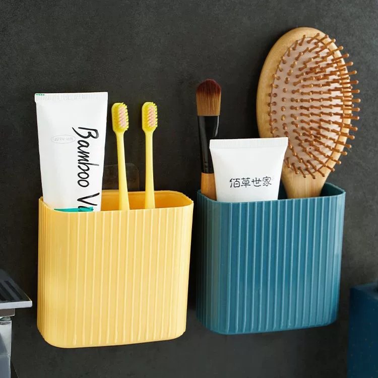 Простой настенный ящик для хранения Бытовая ванная комната Туалет Неперфорированная полка для хранения Слива Ведро для хранения зубных щеток