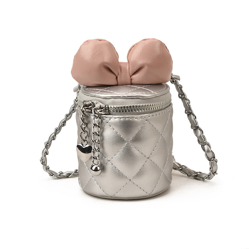 Bolsos de cubos para niños coreanos lindos arcos mini bolsos de hombro para bebés de estilo extranjero bolsos de cadena para hombres y mujeres