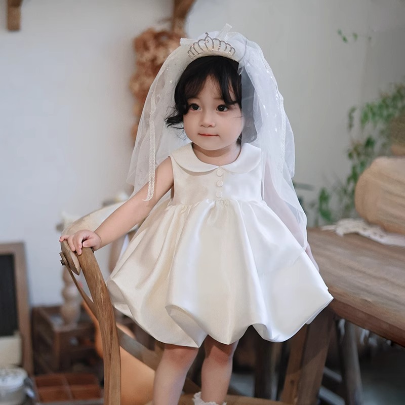 女宝宝生日抓周礼服春季新款高端连衣裙周岁公主裙花童婚纱蓬蓬裙