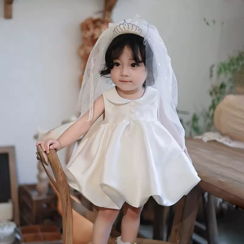 女宝宝生日抓周礼服春季新款高端连衣裙周岁公主裙花童婚纱蓬蓬裙