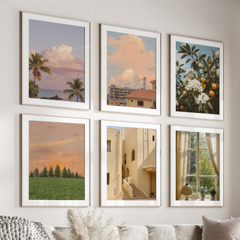 Large size canvas poster beautiful sunset clouds landscape…