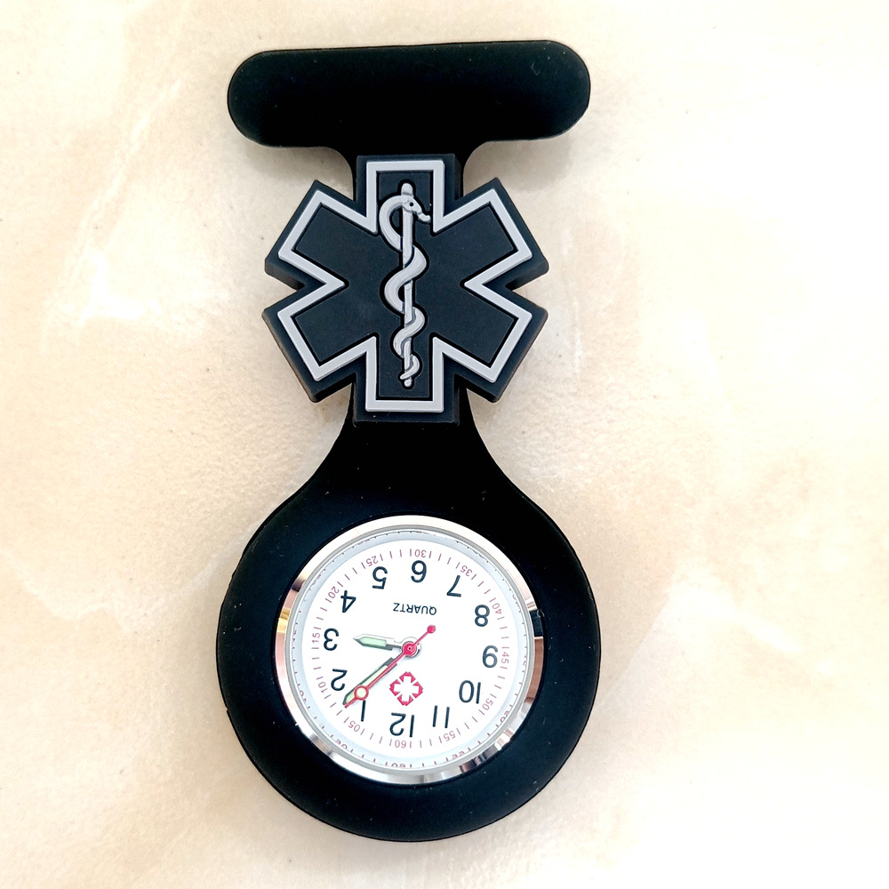 Dibujos animados lindo unisex hospital médico enfermera médico broche de silicona sólida colgando FOB bolsillo regalo reloj