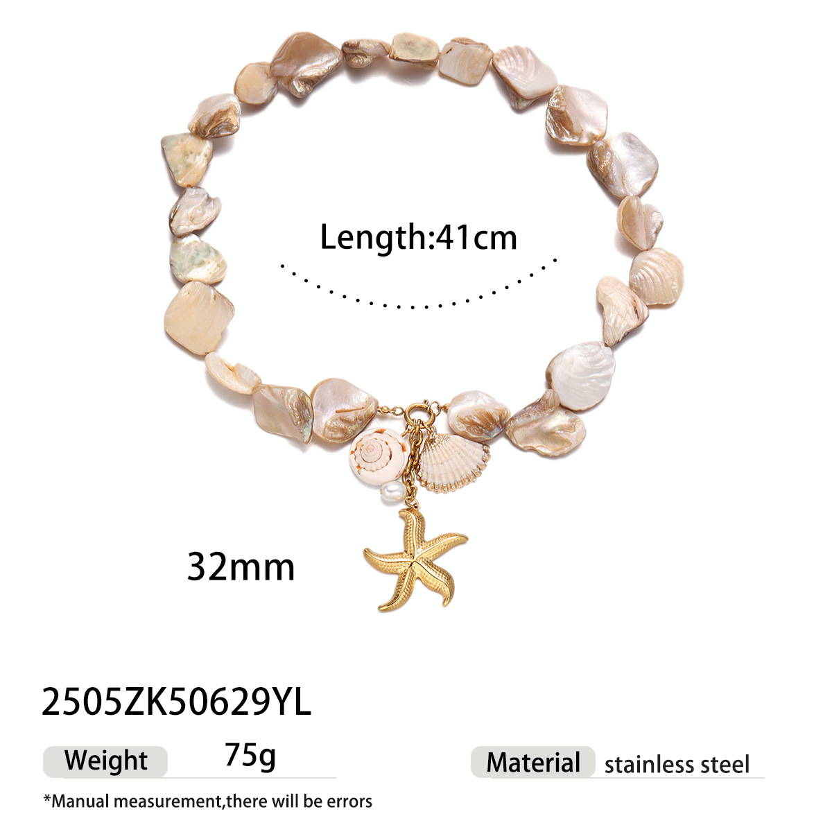 Tena collar de concha europeo y americano dulce y fresco estilo chica caliente concha marina natural viento de playa estrella de mar collar de cadena de clavícula