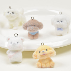 植毛子犬ストラップかわいい立体DIY手作りキーホルダー携帯電話チェーンケースバックル車載部品材料