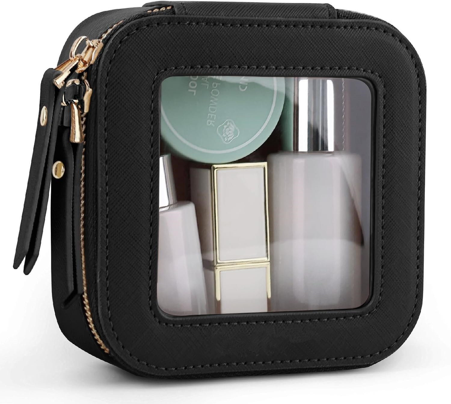 Nuevas ventanas transparentes transfronterizas bolsa de maquillaje PU bolsa de maquillaje portátil simple bolsa de maquillaje de viaje mini caja de maquillaje image 8